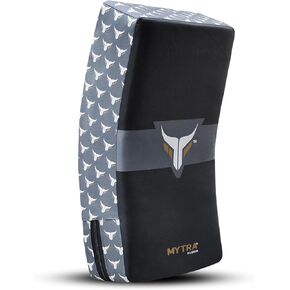 Mytra Fusion Kick Shield Curved MMA Strike Shield Muay Thai Training Strike pad Kicking Striking Shield Focus for Kickboxing Taekwondo & Martial Arts x 1 Single Unit (Black/Grey)