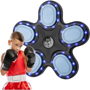 Smart Music Boxing Machine for Adults and Kids, Training Machine with LED Electronic Wall Mounted, Home Indoor Workout Equipment with Premium Boxing Gloves (Black 11)