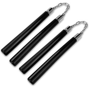 2 PCS Nunchucks Safe Solid Rubber Training Nunchucks with Steel Chain Practice Nunchucks for Adults and Professionals Perform,Suitable for Exercise,Practice, Training(Black)