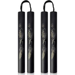 2 Pack Foam Rubber Training Sticks, Black Martial Arts Sticks for Beginner Practice, 10 x 1.3 Inches