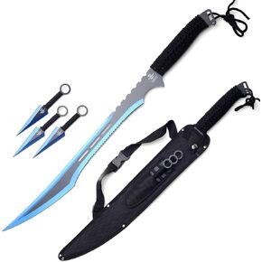 Snake Eye Tactical Two Tone Finish Fantasy Desgin Ninja Sword Comes with Nylon Sheath (Red)