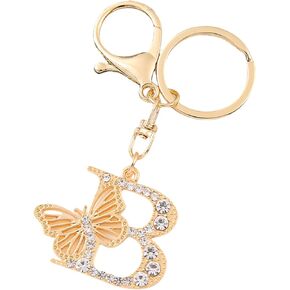 Alphabet Initial Letter Keychain Butterfly Key Rings for Purse Handbags Women Girl Letter Keychains