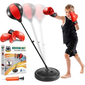 Punching Bag for Kids, Kids Boxing Bag with Stand, 3 4 5 6 7 8 9 10 Years Old Adjustable Kids Punching Bag, Boxing Equipment for Kids with Boxing Gloves, Boxing Set as Boys & Girls Toys Gifts