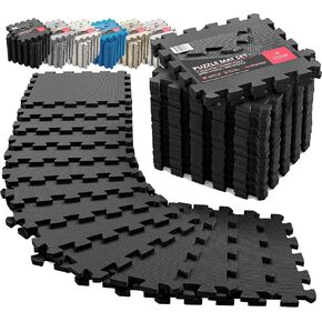 Gym Flooring Set - Interlocking EVA Soft Foam Floor Mat, 18 Pieces Puzzle Rubber Tiles Protective Ground Surface Protection, Play Workout Exercise Mats Underlay Matting Sports Pool Home Fitness Garage