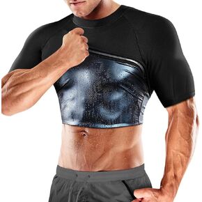 Cimkiz Men's Waist Trainer Sauna Suit Shirt, Gym & Exercise Compression Vest, Sweat-Boosting Workout Top