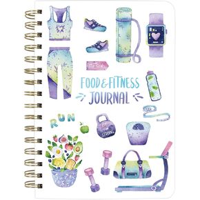 Food and Fitness Journal Meal Journal Diary Workout Wellness Log Notebook Planner Weight Loss Diet Meal Exercise Training Health Tracker 6.1" x 8.5" Hard Cover