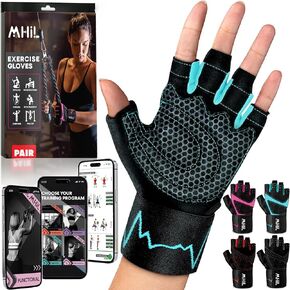 MhIL Workout Gloves for Women – Comfortable Gym Gloves for Women with Hand Protection and Enhanced Grip – Weight Lifting Gloves for Women with Wrist Wraps Support for Safety, Hygiene, and Style