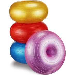 Libima 4 Pcs Glitter Flexible Seating for Classroom Inflatable Yoga Ball Chairs with Pump Donut Exercise Ball Chair Cushion Seat for Balance and Stability Training Home Office Gym