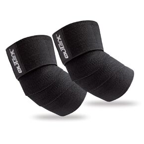Elbow Wraps for Weightlifting (1 Pair) - 40" Elbow Compression Strap & Joint Support Brace for Bench Press, Powerlifting, Fitness, & Gym Workout (Black)