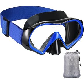 Aegend Swimming Goggles Scuba Snorkeling Mask for Adults, Tempered Glass with Panoramic View Anti-Leak and Anti-Fog Technology, Adjustable Soft Knitted Strap for Swimming Snorkeling Scuba Diving