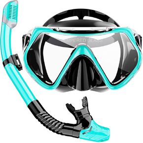 Snorkeling Gear for Adults, Snorkel Mask Adult Dry Top Snorkel Set with Panoramic View Anti-Fog Scuba Diving Mask for Snorkeling Swimming Travel, Snorkeling Kit Diving Packages