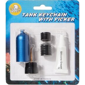 Scuba Choice Scuba Diving Mini Tank Key Ring with O-Rings and Silicone Grease 3g, Blue