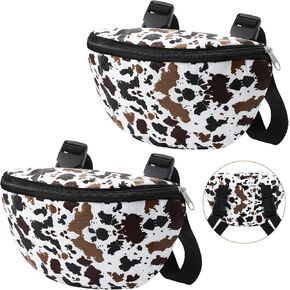 2 Pcs Insulated Saddle Pouch Print Endurance Waterproof Saddle Bag for Holding Cellphone Key Horse Riding Gear(Cow Print)