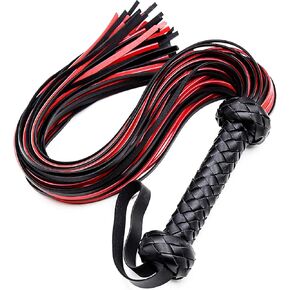 Whips Riding Horse Whip, Red Riding Horse Flogger Whip, 30'' Long Horse Crop Whip, Faux Leather Riding, Horse Leather Crop Whip for Couples, Red Equestrian Whip for Horses