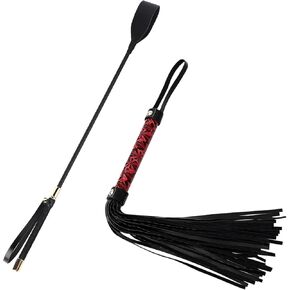 Riding Crop, Durable English Horse Crop Set for Equestrian Sports Black Faux Leather Whips for Horse Riding and Training