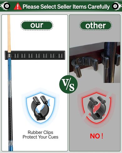 Wall Mount Pool Stick Holder - Billiards Pool Cue Rack Hardwood Pool Cue Set Holder for 6 Cues Sticks Storage Pool Table Accessories Equipment Organizer in Saudi Arabia