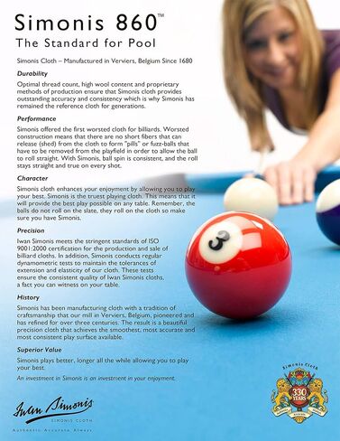 Simonis 860 Pool Billiard Table Cloth - Pre-Cut Rails - Authorized Dealer in Saudi Arabia