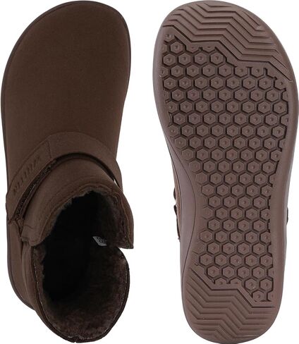 WHITIN Wide Toe Box Barefoot Ankle Boots for Women Zero Drop Sole Adjustable Velcro Size 7 Minimalist Fashion Short Booties Pull-on Mid-Calf Leather Grey in Saudi Arabia