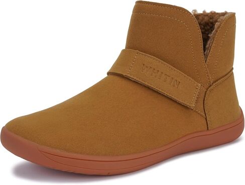 WHITIN Wide Toe Box Barefoot Ankle Boots for Women Zero Drop Sole Adjustable Velcro Size 7 Minimalist Fashion Short Booties Pull-on Mid-Calf Leather Grey in Saudi Arabia