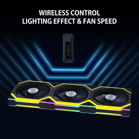 Lian Li UNI Fan SL-LCD Wireless 120 - Performance ARGB Fan w/ 1.6" LCD Display, Without Wireless Connector, Daisy-Chain Design, Customizable Lighting Effects, 400×400 Res.-Black(12SLLCD1W1B) in Saudi Arabia