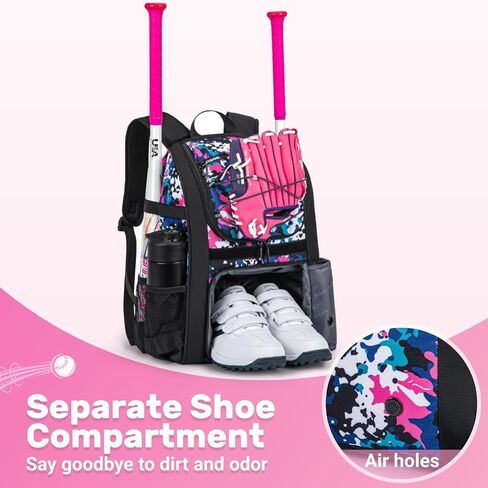 Youth Baseball Bag, Softball Bag for Girls & Boys, Kids Tball Backpack with Shoes Compartment in Saudi Arabia