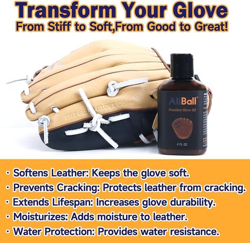 Baseball Glove Break in Kit, Includes Glove Mallet, Glove Oil, Conditioner, Wrap, Brush, Cloth, Glove Break in in Saudi Arabia