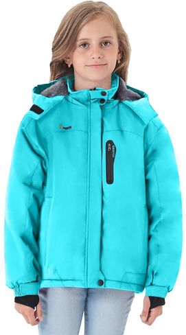 GEMYSE Girl's Waterproof Ski Snow Jacket Hooded Fleece Lined Windproof Winter Jacket in Saudi Arabia