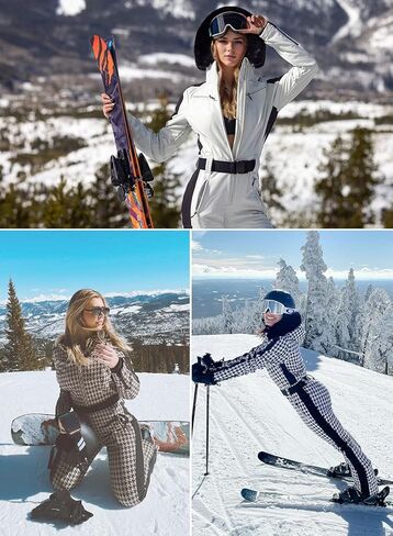 GSOU SNOW Womens Ski Suit One Piece Snowsuit Snowboard Slim Insulated Jumpsuit Jacket Waterproof Windproof for Outdoor Sports in Kuwait