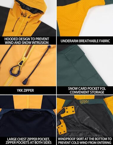 GSOU SNOW Women Ski Jacket Snow Coat Waterproof Windproof Snowboarding Jacket Coat Insulated Warm Winter in Kuwait
