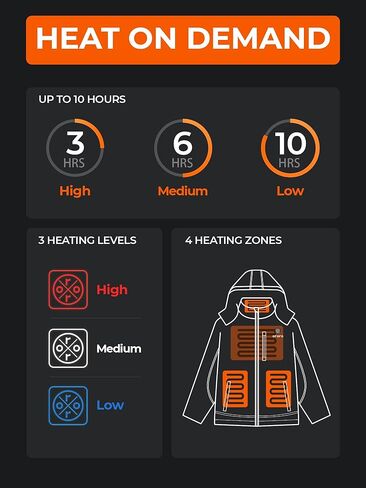 سترة ORORO النسائية ذات 4 مناطق دافئة (أسود، M) ووشاح ساخن (43 بوصة) in Kuwait