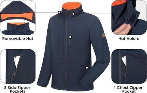 Little Donkey Andy Men’s Fleece Lined Softshell Jacket Lightweight Warm Water Repellent Coat with Removable Hood for Ski in Kuwait