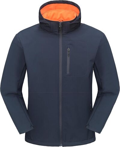 Little Donkey Andy Men’s Fleece Lined Softshell Jacket Lightweight Warm Water Repellent Coat with Removable Hood for Ski in Kuwait