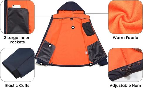 Little Donkey Andy Men’s Fleece Lined Softshell Jacket Lightweight Warm Water Repellent Coat with Removable Hood for Ski in Kuwait
