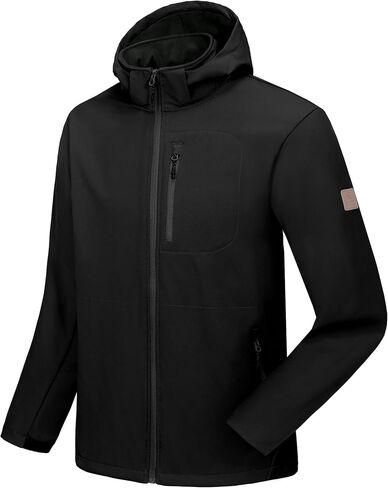 Little Donkey Andy Men’s Fleece Lined Softshell Jacket Lightweight Warm Water Repellent Coat with Removable Hood for Ski in Kuwait