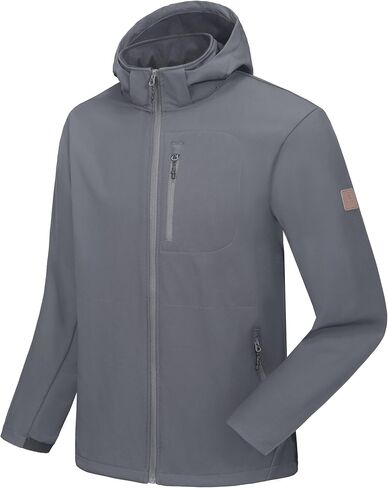 Little Donkey Andy Men’s Fleece Lined Softshell Jacket Lightweight Warm Water Repellent Coat with Removable Hood for Ski in Kuwait