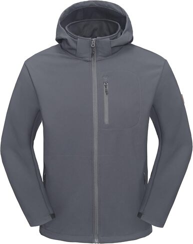 Little Donkey Andy Men’s Fleece Lined Softshell Jacket Lightweight Warm Water Repellent Coat with Removable Hood for Ski in Kuwait