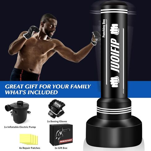 Heavy Punching Bag with Stand Adults Teens, 70" Freestanding Punching Bag with Boxing Gloves and Electric Air Pump, Women Men Standing Inflatable Boxing Bag for Training MMA Thai Fitness in Kuwait