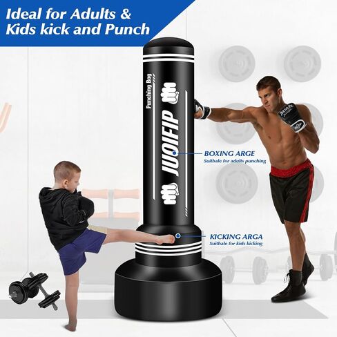 Heavy Punching Bag with Stand Adults Teens, 70" Freestanding Punching Bag with Boxing Gloves and Electric Air Pump, Women Men Standing Inflatable Boxing Bag for Training MMA Thai Fitness in Kuwait