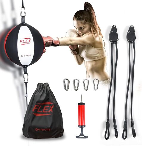 Flex Double End Punching Bag - Bungee Cords w/Special Flex Adjustable System - Durable Bladder Speed Bag - Boxing Training Equipment for Adults - Home Gym Accessories in Saudi Arabia