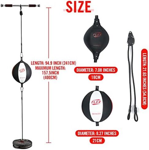 Flex Double End Punching Bag - Bungee Cords w/Special Flex Adjustable System - Durable Bladder Speed Bag - Boxing Training Equipment for Adults - Home Gym Accessories in Saudi Arabia
