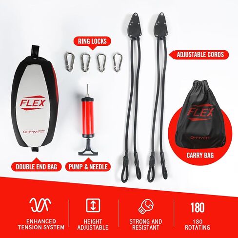 Flex Double End Punching Bag - Bungee Cords w/Special Flex Adjustable System - Durable Bladder Speed Bag - Boxing Training Equipment for Adults - Home Gym Accessories in Saudi Arabia