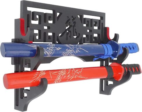 Eforlife Velvet Protect Sword Wall Mount Sword Holder Display Stand with Felt Strips for Katana Wakizashi Genji and Samurai Swords (4 Tier Bushido - 武) in Kuwait