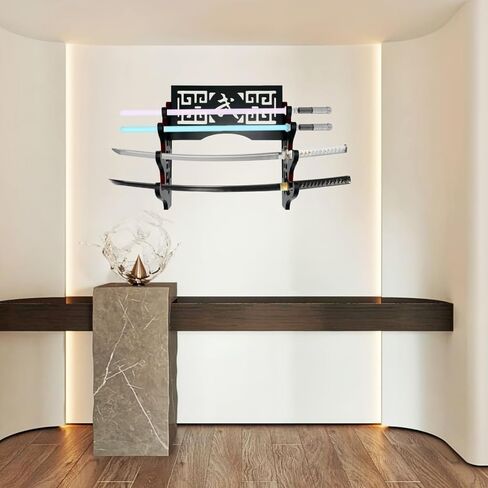 Eforlife Velvet Protect Sword Wall Mount Sword Holder Display Stand with Felt Strips for Katana Wakizashi Genji and Samurai Swords (4 Tier Bushido - 武) in Kuwait