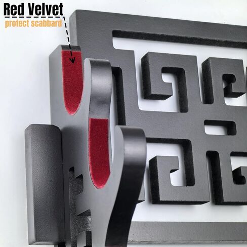 Eforlife Velvet Protect Sword Wall Mount Sword Holder Display Stand with Felt Strips for Katana Wakizashi Genji and Samurai Swords (4 Tier Bushido - 武) in Kuwait