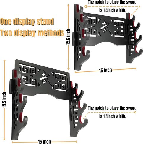 Eforlife Velvet Protect Sword Wall Mount Sword Holder Display Stand with Felt Strips for Katana Wakizashi Genji and Samurai Swords (4 Tier Bushido - 武) in Kuwait