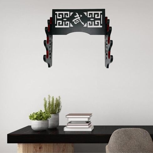 Eforlife Velvet Protect Sword Wall Mount Sword Holder Display Stand with Felt Strips for Katana Wakizashi Genji and Samurai Swords (4 Tier Bushido - 武) in Kuwait