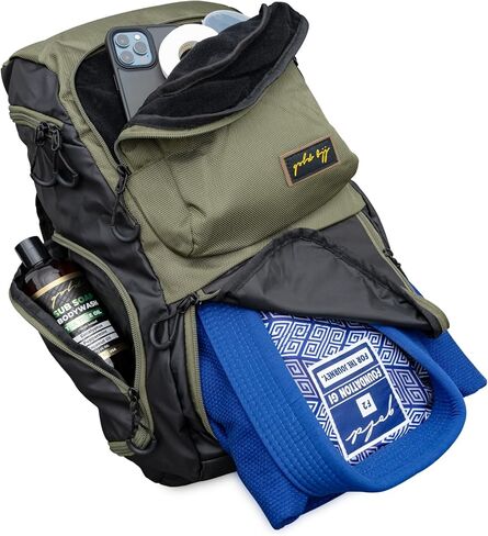 Gold BJJ Jiu Jitsu Backpack - Heavy Duty Gym Bag with Waterproof Gi Pocket in Kuwait