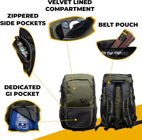 Gold BJJ Jiu Jitsu Backpack - Heavy Duty Gym Bag with Waterproof Gi Pocket in Kuwait