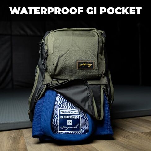 Gold BJJ Jiu Jitsu Backpack - Heavy Duty Gym Bag with Waterproof Gi Pocket in Kuwait