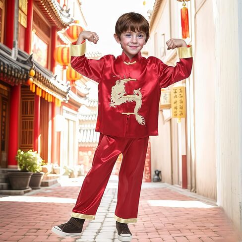 Boys Tang Suit Dragon Kung Fu Outfit Chinese New Year Clothing Chinese Traditional Clothes for Kids in Saudi Arabia